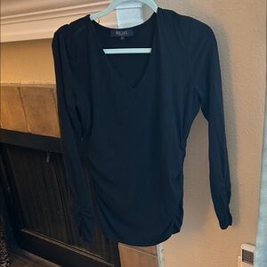 Ruched Black Long Sleeve Top